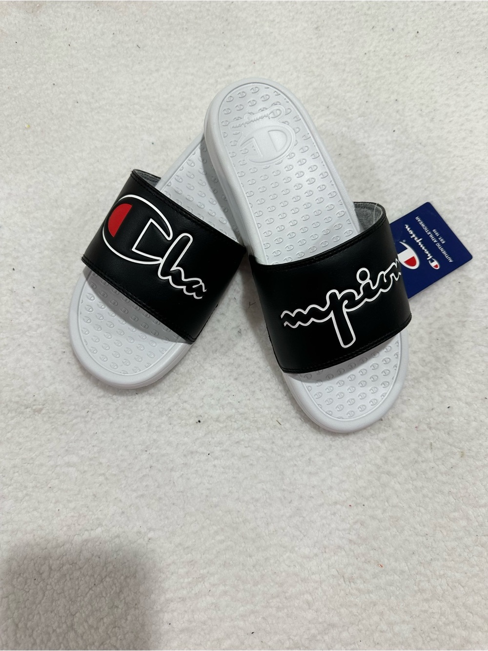 Men’s Champion Black and White Slide Sandals